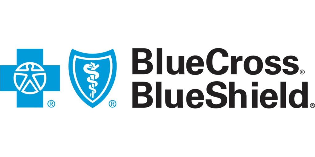 A blue cross and blue shield logo.